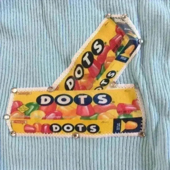 Old Navy ribbed tank Dots Candy sewn on patch girl S new - Picture 1 of 3